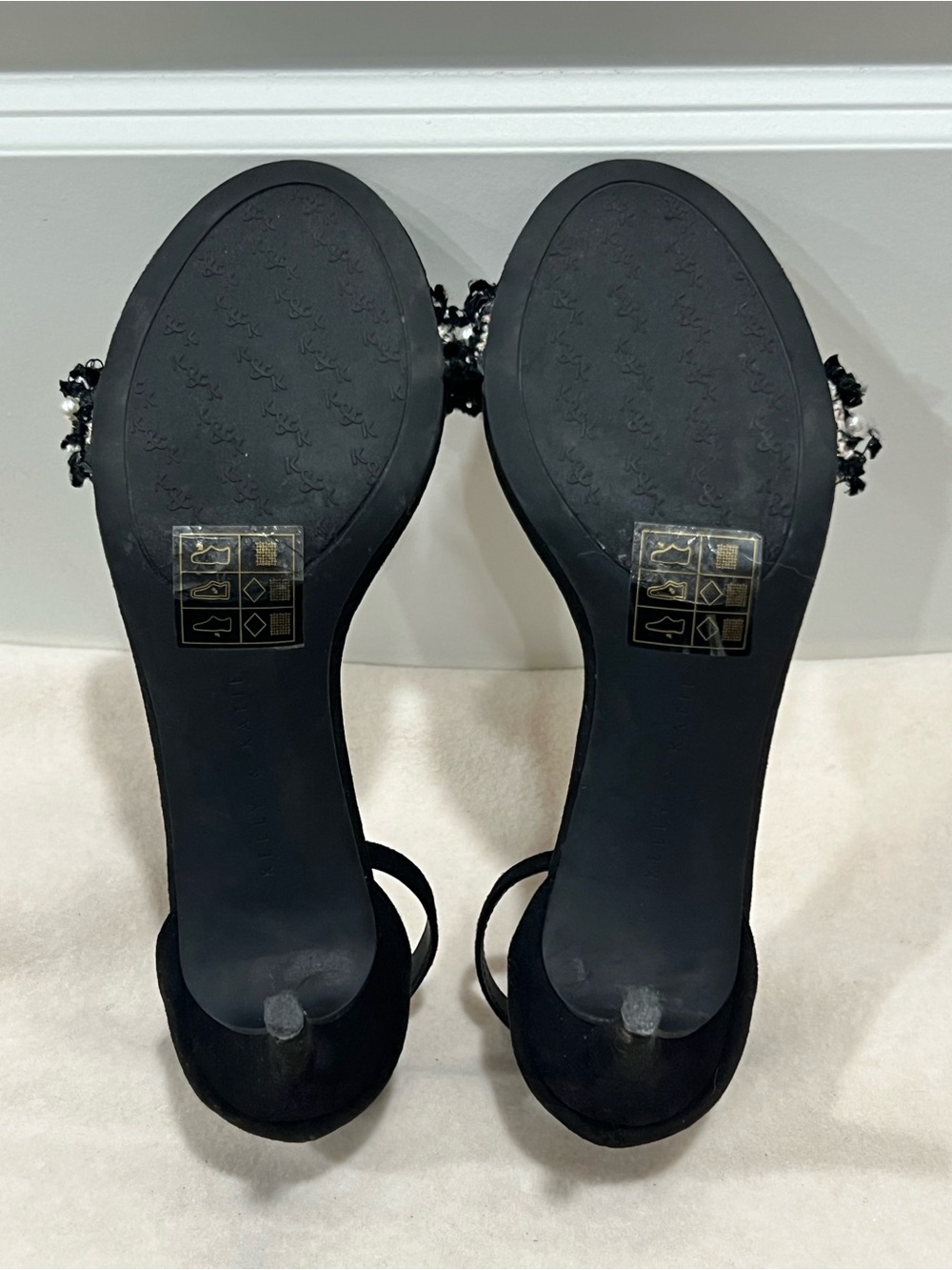 Kelly & Katie Women’s Black Open-Toe Pearl & Crystal Ankle-Strap Heels Size 8 - Picture 8 of 11